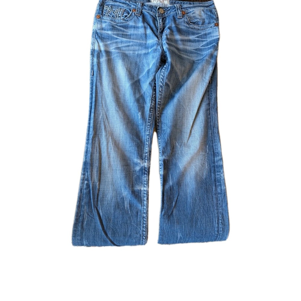 Big Star Women's Jeans Liv Size 33 XXL Inseam 36 Flare Embroidered Pockets‎